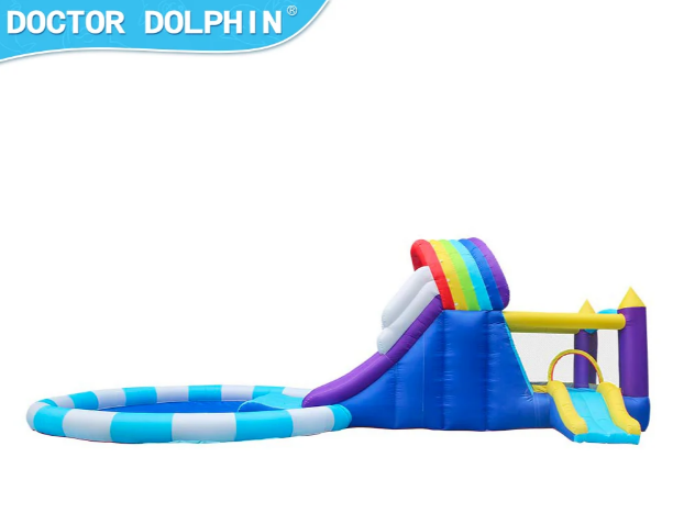 🌈 מתנפח ענק קשת בענן עם שלוש מגלשות - Doctor Dolphin מק"ט W63102