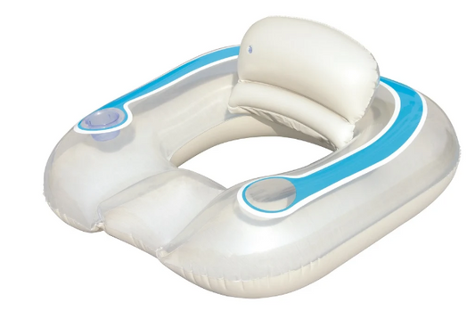 אבוב/ כיסא צף מתנפח למים עם משענת ומעמד לכוס בצבע לבן | 102X94 סמ| 43097W | BESTWAY שמח עד הבית