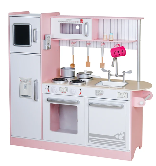 מטבח רעות מעץ לילדים צבע ורוד W10C382B