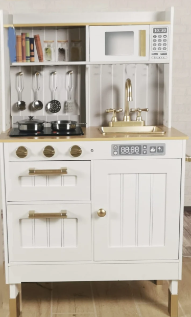 מטבח פראג מעץ לילדים לבן אלקטרוני משמיע צלילים Prague