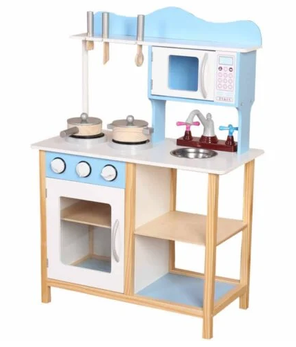 מטבח דוד תכלת מעץ לילדים W10C404D