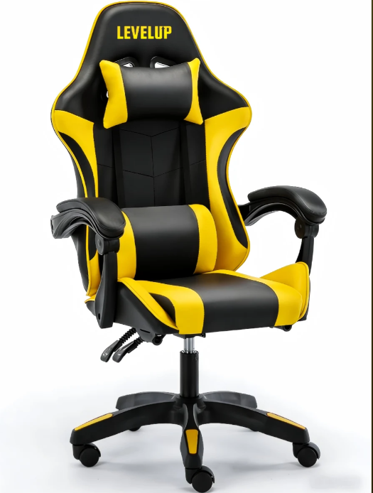 כיסא גיימינג צהוב LEVEL UP 7008Y - שמח עד הבית