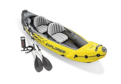 קיאק מתנפח לזוג Explorer K2 עם משוטים ותיק אחסון - שמח עד הבית