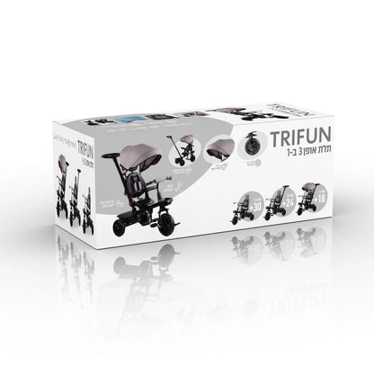 תלת אופן עם מושב דו-כיווני בצבע אפור 3 מצבים ב-1