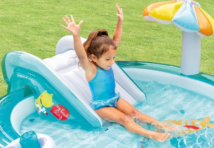 בריכת מתנפחת לילדים INTEX עם מגלשה ומזרקת תנין - שמח עד הבית