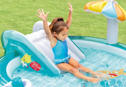 בריכת מתנפחת לילדים INTEX עם מגלשה ומזרקת תנין - שמח עד הבית