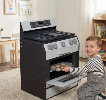 תנור אפייה מאיה - תנור אפייה מעץ לילדים עם כפתורים מסתובבים