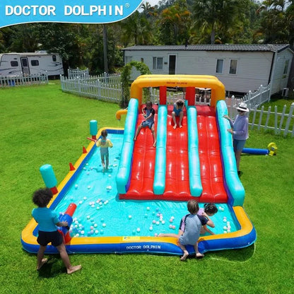 מתנפח מים עם מגלשה תלת מסלולית Doctor Dolphin - שמח עד הבית