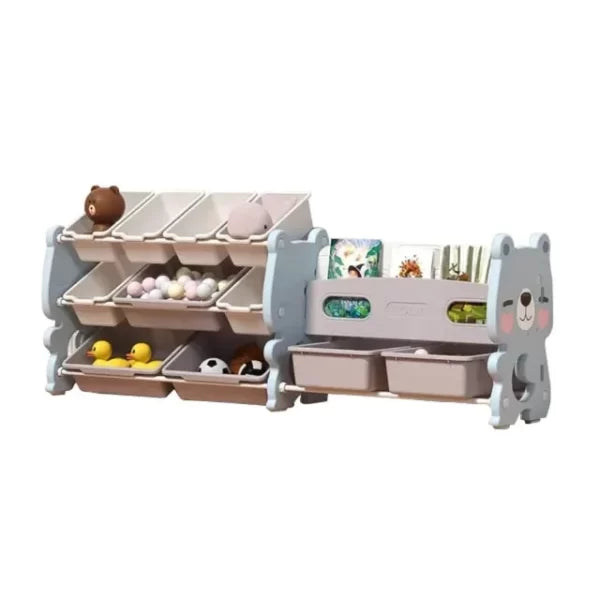ארגונית צעצועים וספרים דובי 3 קומות כחול - שמח עד הבית
