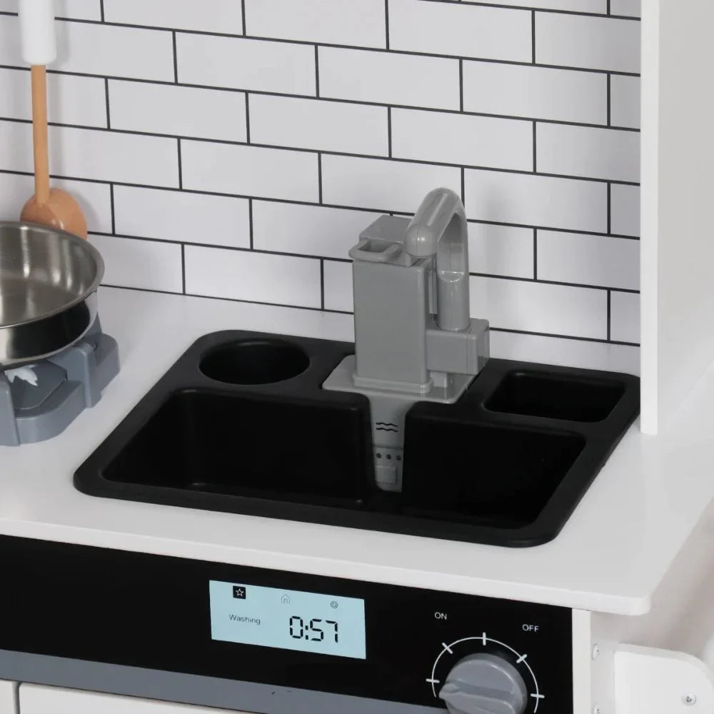 מטבח אלקטרוני אביגיל לבן מעץ לילדים | מק"ט W10C991B| שמח עד הבית