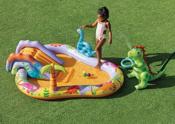 בריכה מתנפחת דינוזאורים INTEX עם מגלשה - שמח עד הבית