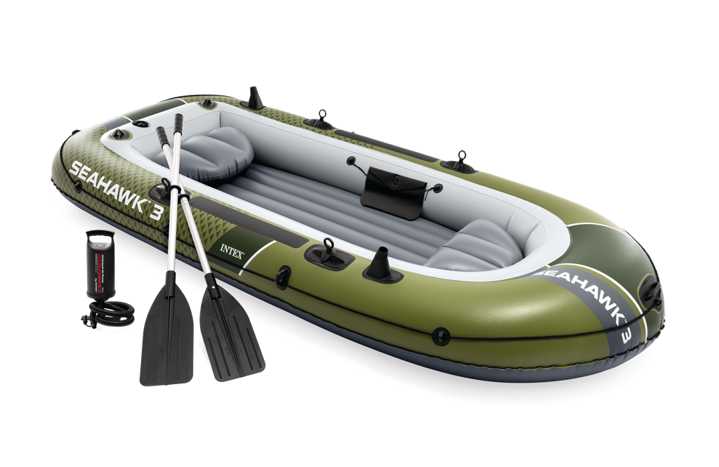 סירה מתנפחת ל-3 אנשים SeaHawk עם משוטים ומשאבה - שמח עד הבית