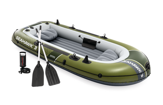 סירה מתנפחת ל-3 אנשים SeaHawk עם משוטים ומשאבה - שמח עד הבית