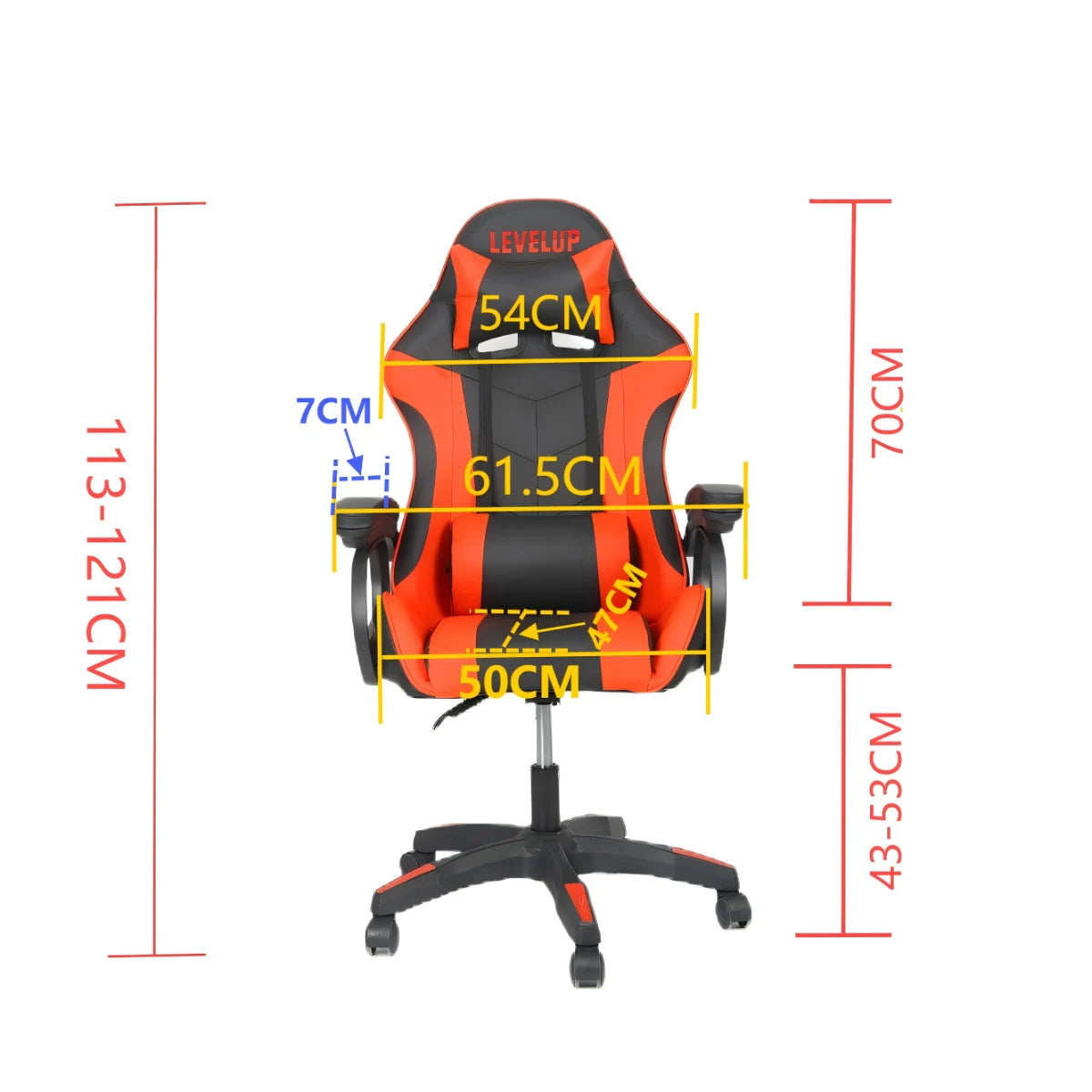 כיסא גיימינג ארגונומי אדום LEVEL UP - שמח עד הבית
