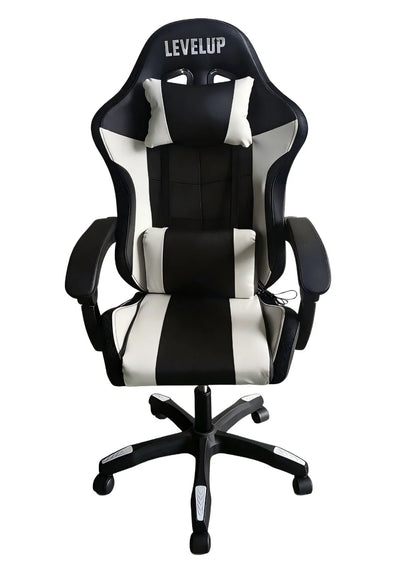 כיסא גיימינג לבן LEVEL UP עם RGB - שמח עד הבית