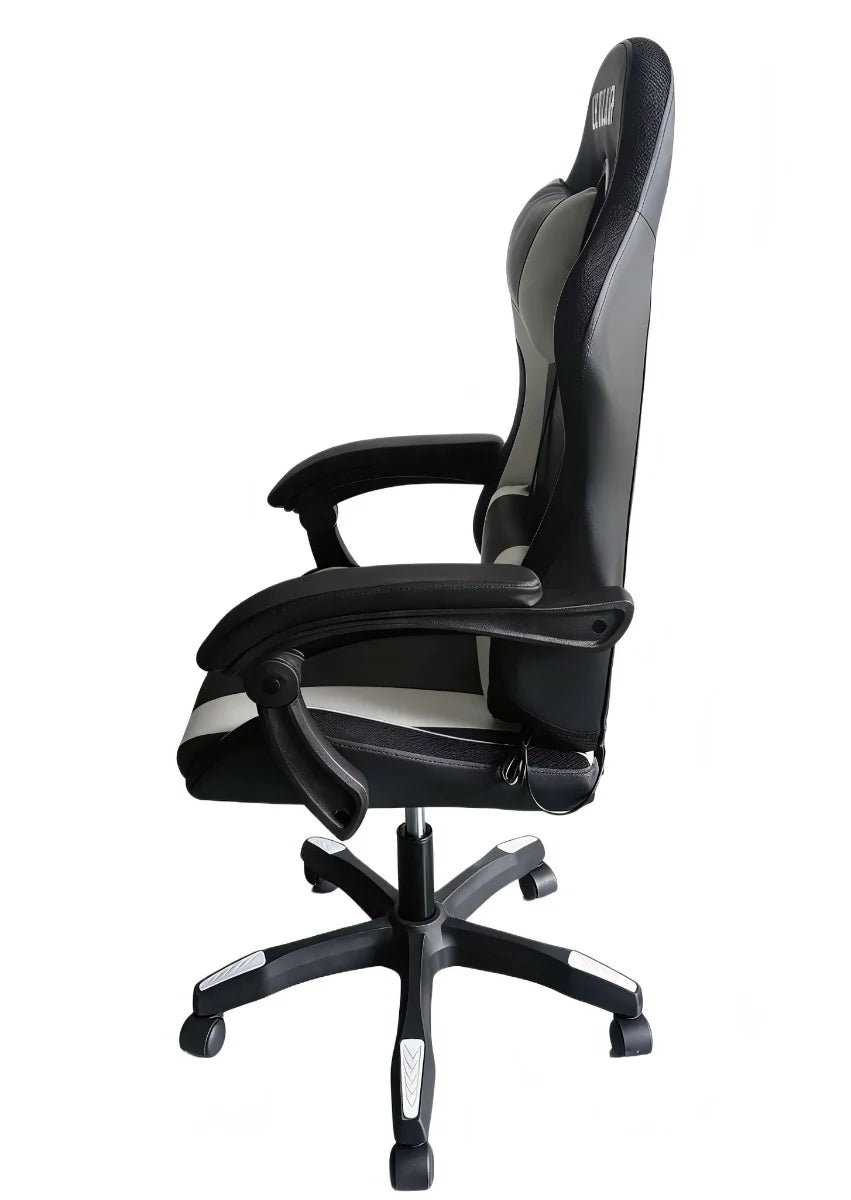 כיסא גיימינג לבן LEVEL UP עם RGB - שמח עד הבית