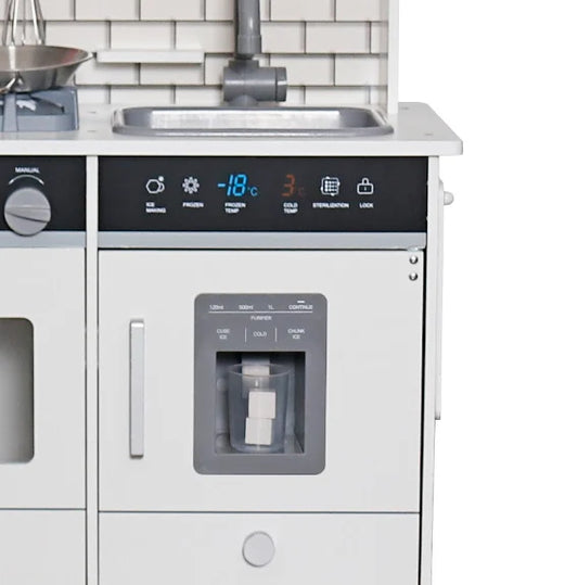 מטבח אדווה מעץ לילדים לבן אלקטרוני משמיע צלילים