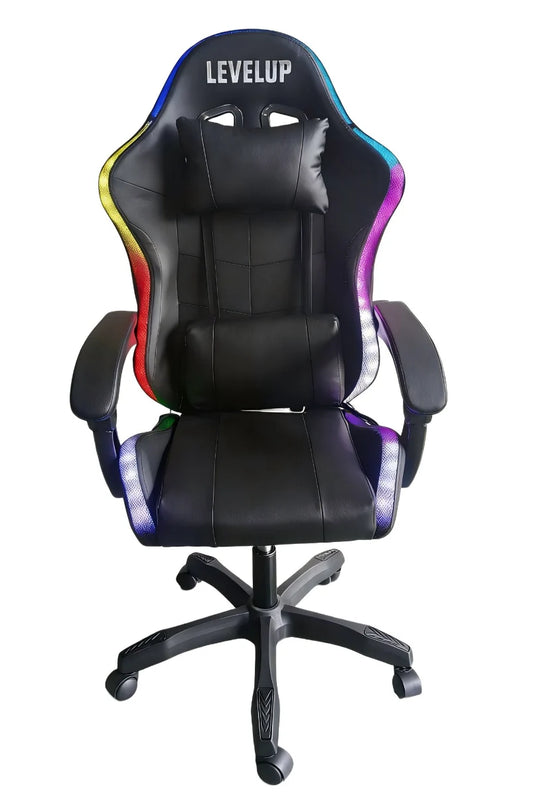 כיסא גיימינג LEVEL UP שחור עם תאורת RGB - שמח עד הבית