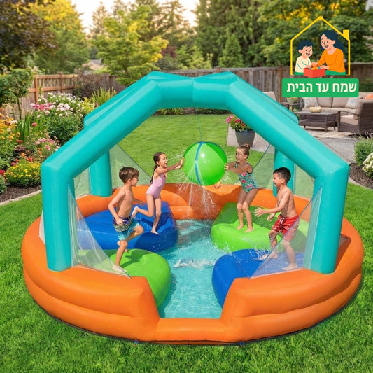 מתקן קפיצה מתנפח עם מים גדול | 53383 | פארק מים הכדור החמקמק | Bestway | .משטחי קפיצה + כדור + בריכה