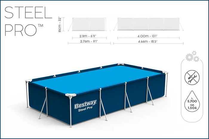 בריכה משפחתית מסגרת מלבנית | 400X211X81 ס"מ | מקט BESTWAY | 56405