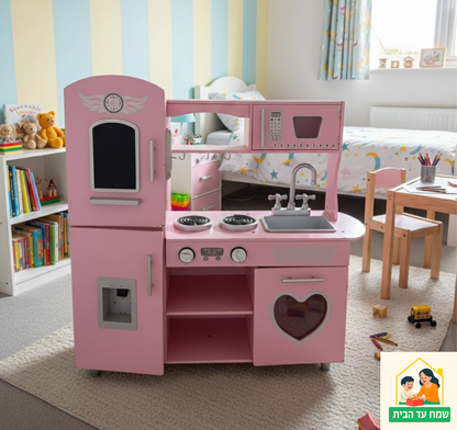 מטבח איילת ורוד מעץ לילדים | מקט W10C566 | בית העץ| שמח עד הבית