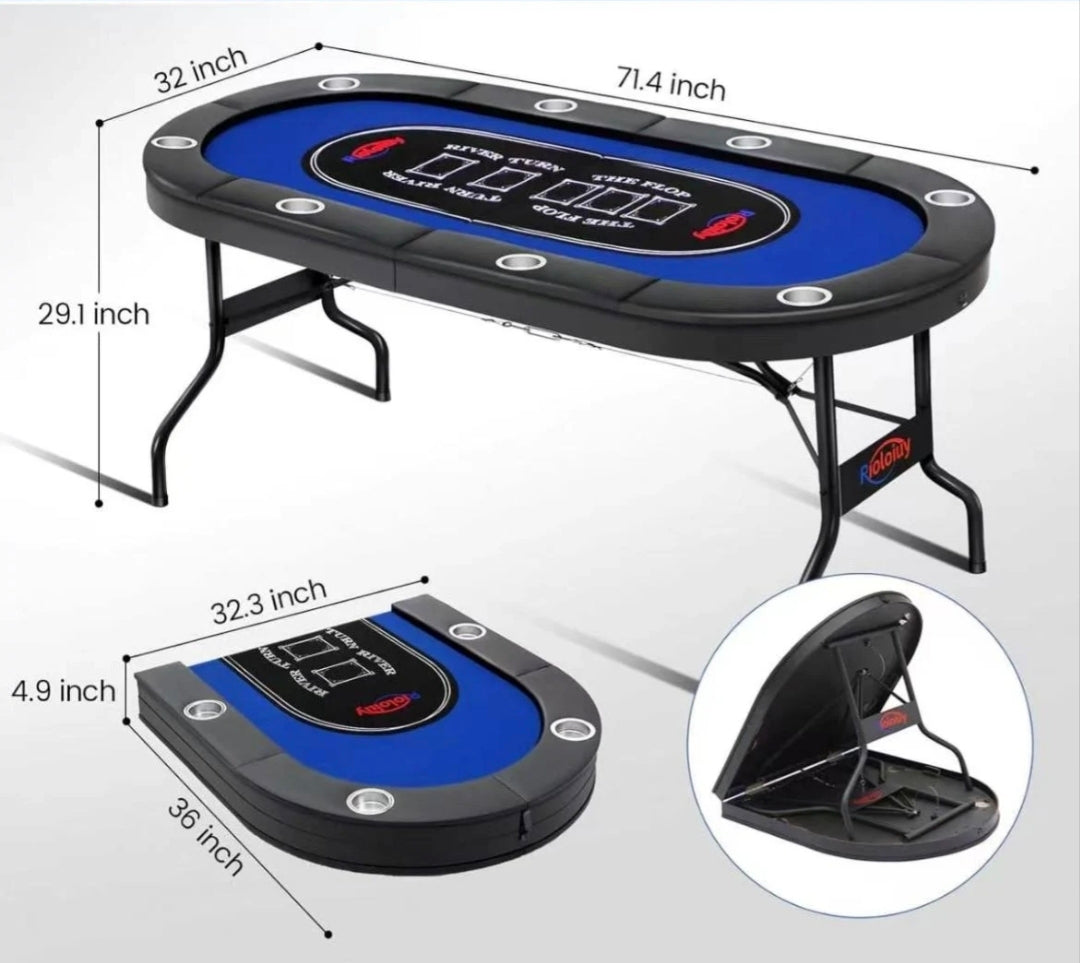 שולחן פוקר מתקפל ל8 אנשים מקט PT8S