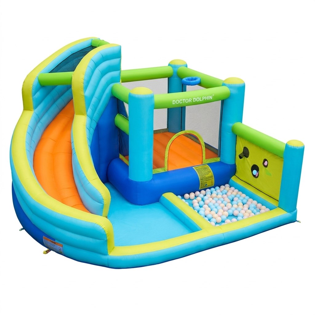 מתקן מתנפח מים עם שיכשוכית ומגלשה - Doctor Dolphin W73003