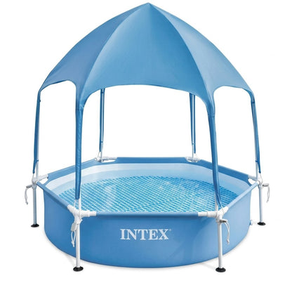 בריכת עמודים עגולה עם גגון| 183X38 סמ| מקט 28209| INTEX |שמח עד הבית