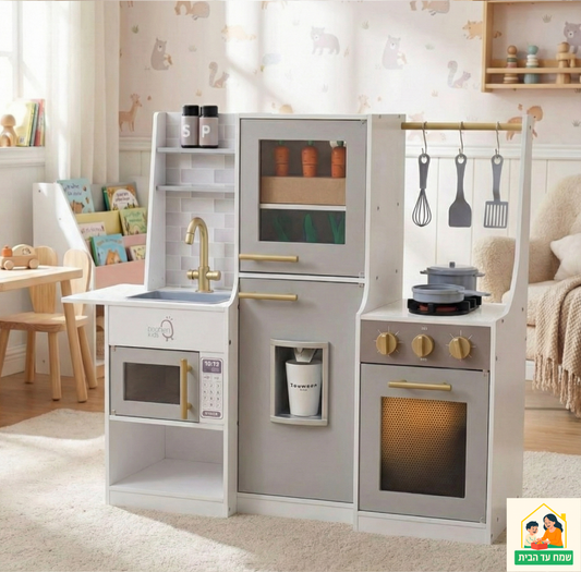 מטבח עץ מודרני לפיתוח הדמיון והקואורדינציה