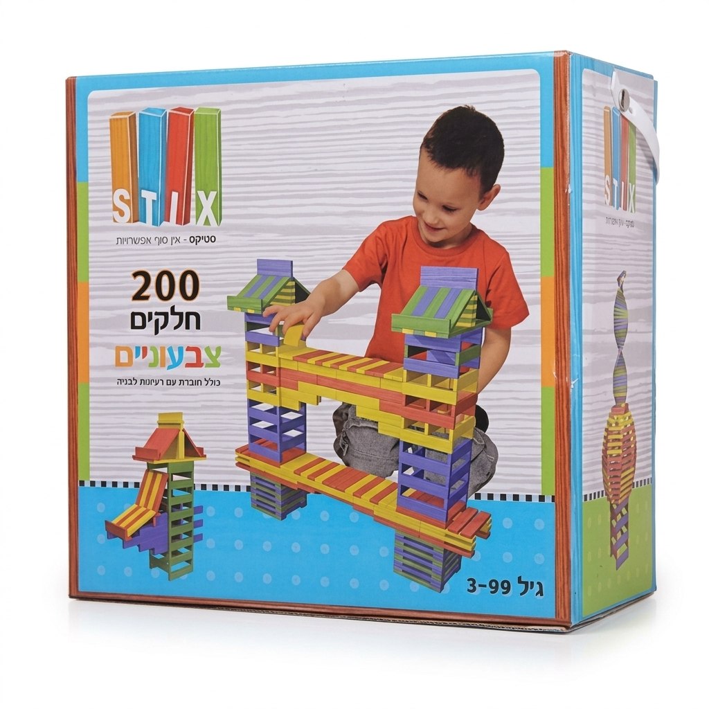סטיקס המקורי 200 חלקים מעץ צבעוניים Alfit Toys - שמח עד הבית