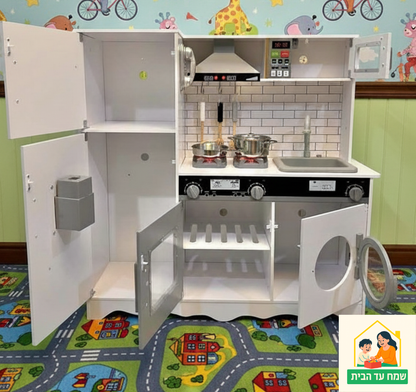 מטבח אלקטרוני אביגיל לבן מעץ לילדים | מק"ט W10C991B| שמח עד הבית
